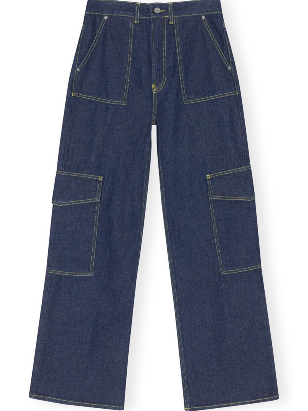Ganni Dark Blue Wide-Leg Cargo Jeans
